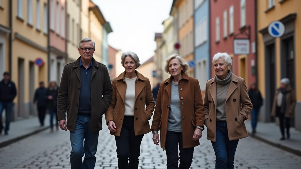 Historic Tallinn street with colorful buildings and pedestrians in European old town setting